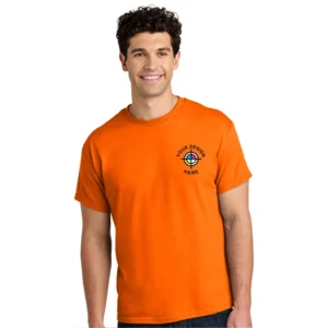 Gildan Heavy Cotton 100% Cotton T-Shirt in orange with custom logo print