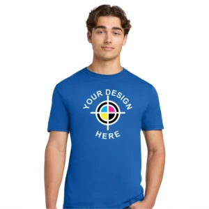 Gildan Softstyle T-shirt in royal blue with custom logo design