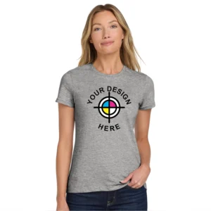 Gildan Softstyle women’s fitted T-shirt in gray with customizable logo design