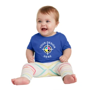 Rabbit Skins infant fine jersey T-shirt in blue with customizable logo design