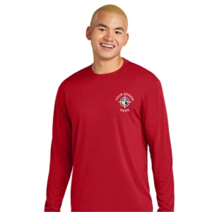 Sport-Tek Long Sleeve PosiCharge Competitor Tee in red with custom logo print