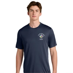 Sport-Tek PosiCharge Competitor Tee in navy blue with custom logo print