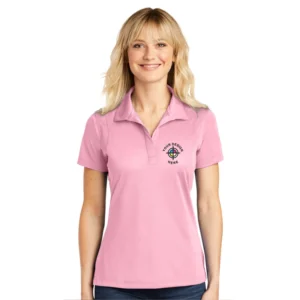 Sport-Tek Women's Micropique Sport-Wick Polo in pink with custom embroidery design