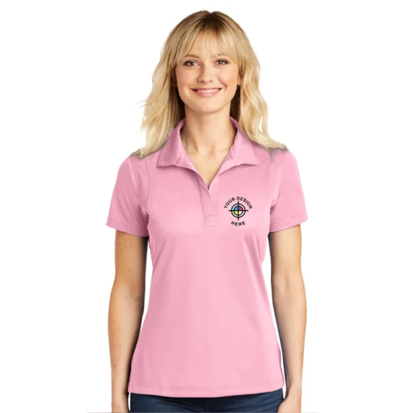 Sport-Tek Women's Micropique Sport-Wick Polo in pink with custom embroidery design
