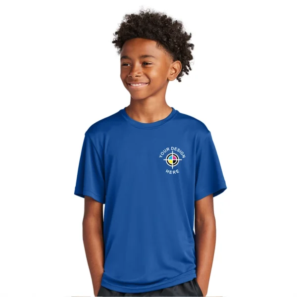 Sport-Tek Youth PosiCharge Competitor Tee in royal blue with custom logo print