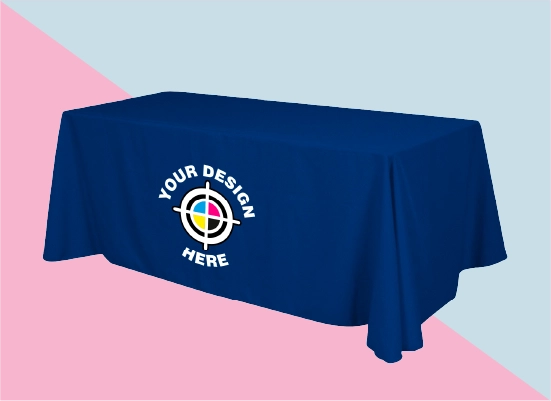 custom printed table cover with logo design for events in Miami