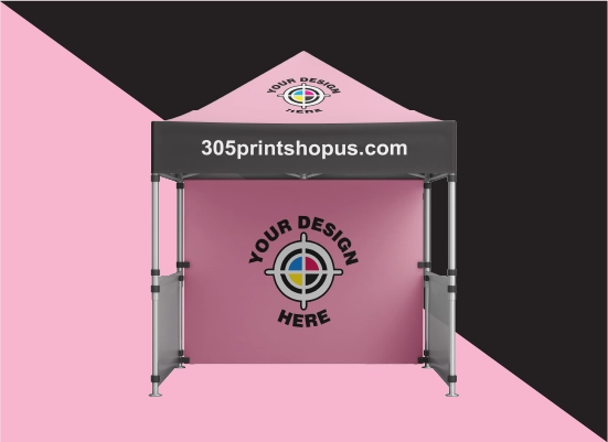 Custom printed event tent with branded backdrop from 305 Print Shop in Miami.