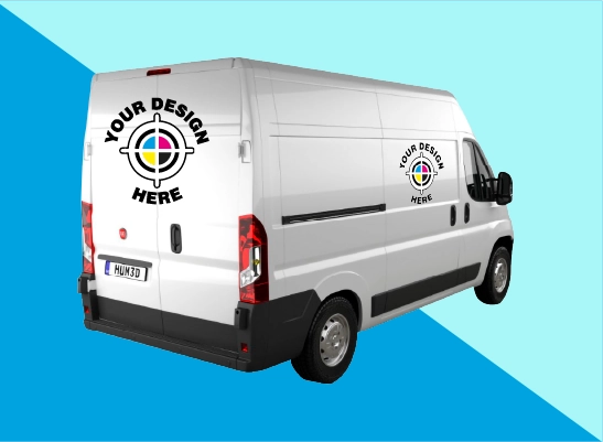custom vinyl vehicle wrap design on white van by 305 Print Shop Miami