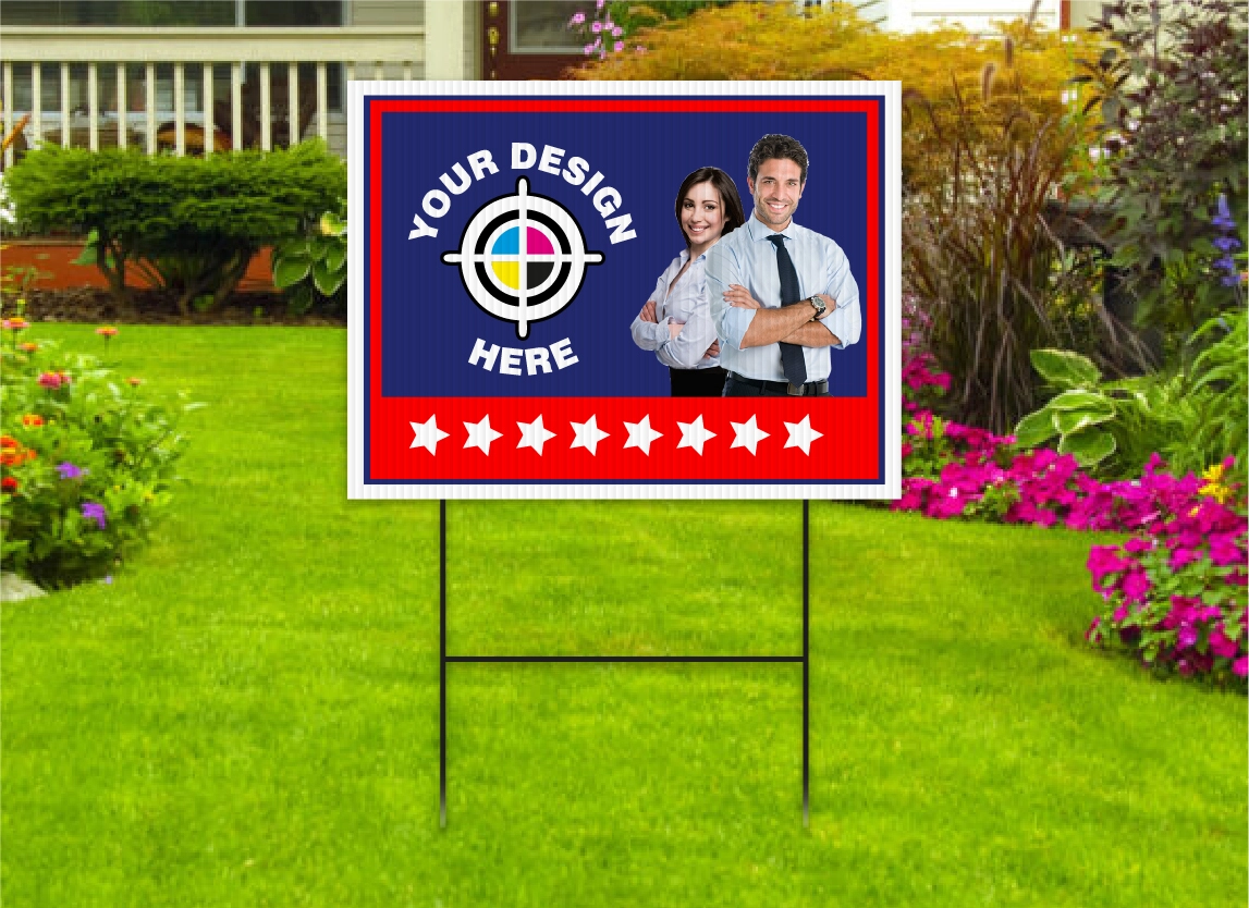 Custom coroplast yard sign with business design